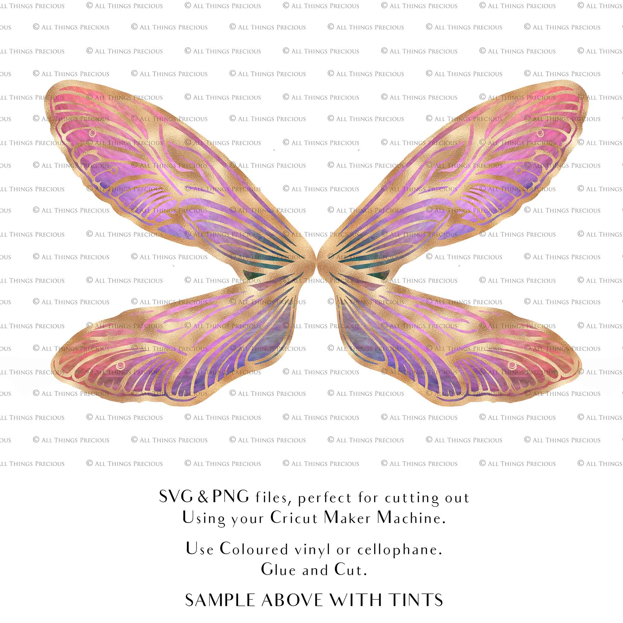 SVG & PNG Fairy Wing files for Cricut or Silhouette Cameo Cutting Machine. To create wearable fairy wings, in adult or children sizes. Simply load the design into design space for Cricut, re size and you are set to go!  These are Individual Wing Pieces, for you to cut and assemble. This is a DIGITAL product.